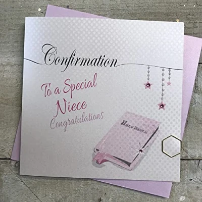 Image of Confirmation To a Special Niece Congratulations Card Pink Holy Bible
