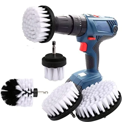 Image of YIHATA Drill Brushes Brush Attachment, 4 Pieces Electric Cleaning Brush, Scrubbing for Car Kit, Great Carpet Floor Bathroom Toilet Tub Kitchen Marble Ceramic Surface White