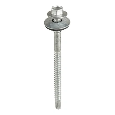 Image of TIMco LH115W16B Hex No.3 Self Drilling Screw 5.5/6.3 x 115 and M16 Washers Silver Ruspert (Box of 100)