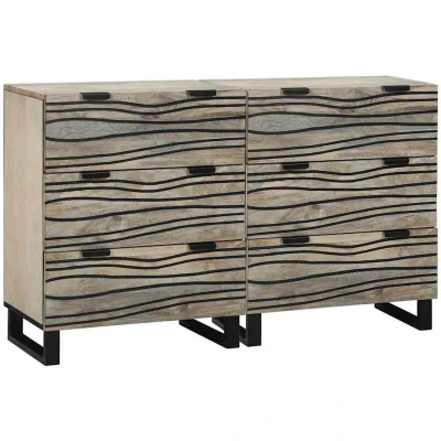 Image of vidaXL Sideboards 2 pcs White 60 x 33,5 75 cm Solid rough mango wood
