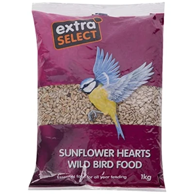 Image of Extra Select Sunflower Hearts Bird Food Husk Free, Oil Rich, High Energy Wild Seed for Year Round Feeding 1 kg