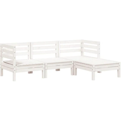 Image of vidaXL Garden Sofa 3 Seater with Footstool White Solid Wood Pine