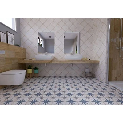 Image of Orion Blue Star Porcelain Single Tile 225mm x Ideal for Bathrooms, Kitchens and Much More!