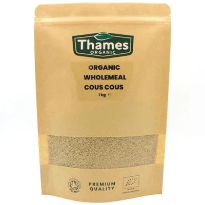 Image of Organic Wholemeal Couscous Nutritious and Flavorful No Additives, Preservatives, Raw, Vegan, Non GMO Perfect for Salads, Stews, Side Dishes Thames 1kg