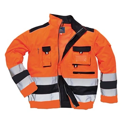 Image of Portwest Lille Hi Vis Jacket Orange/Navy Large
