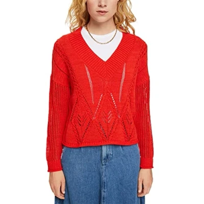 Image of ESPRIT Women&#039;s 072ee1i304 Sweater, 635/Orange Red, XXL