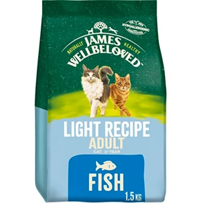 Image of James Wellbeloved Light Adult Fish 1.5 kg Bag, Hypoallergenic Dry Cat Food