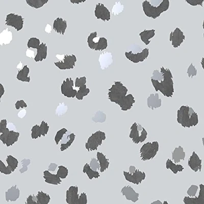 Image of Exclusive Leopard Print Wallpaper Animal Spots Grey Metallic Black White