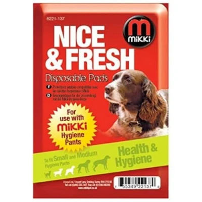 Image of Mikki Dog Hygiene Disposable Period Pads for Female Season Use with Pant Knickers Sml Med 10 pack
