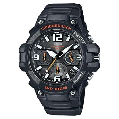 Image of Casio MCW100H 1AVCF Mens Chrono Black/Orange Analog MCW 100H