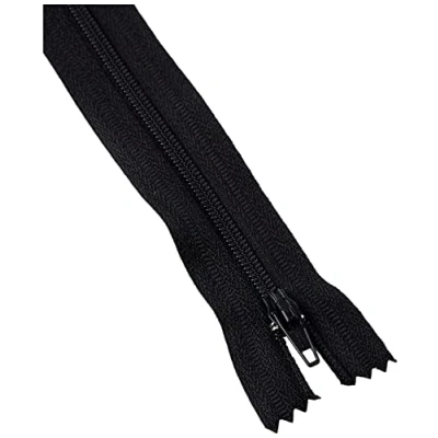 Image of Trimz 35cm ( 14inch) Black one Way end Stop Zip with 4mm Teeth 10 Pcs, Polyester, 35 cm