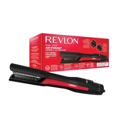 Image of Revlon One Step air Straight 2 in 1 Dryer &amp; Straightener Dry straighten with hot Without Extreme Heat, Optional Shine Boost Heated Teeth Plates Infused Argan Oil RVDR5330UK