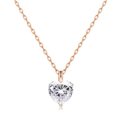 Image of Philip Jones Rose Gold Plated Heart Solitaire Necklace Created with Zircondia® Crystals