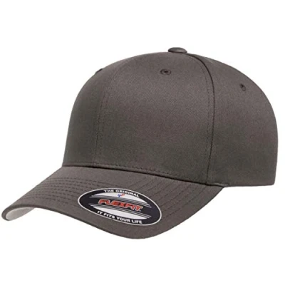 Image of Flexfit Men&#039;s Cotton Twill Fitted Cap Baseball, Dark Grey, L XL