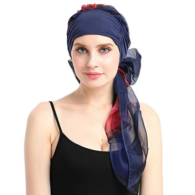 Image of Chemo Scarf Easy Tie Bamboo Lined Turban Hat for Cancer Patients
