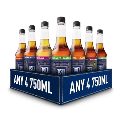 Image of Tate &amp; Lyle Custom Case Pure Cane Sugar Syrups Choose your Own With Pumps Options Fairtrade, Vegan and Vegetarian Friendly Cold Drinks Hot 750ml x 4