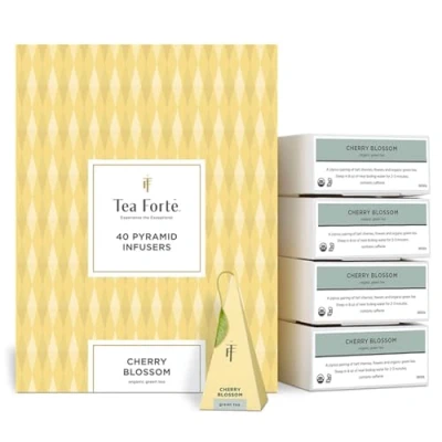 Image of Tea Forte Cherry Blossom Pack of 40 Infusion Pyramids Green Organic