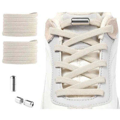 Image of YSUY Elastic Shoe Laces, No Tie Shoelaces for Sneakers, Elasticated Laces Sports Shoes, Tie, Trainer One Size Fits All Adults and Kids Shoes (Off White)