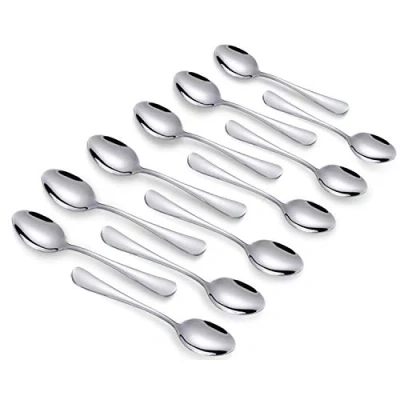 Image of Q&amp;A 12 Pieces 4&quot; Stainless Steel Mini Coffee Spoons Demitasse Espresso