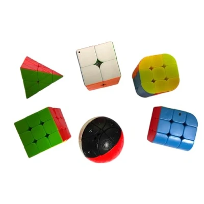Image of Tropibed Keychain Magic Cube Set Speed Bundle of 2x2 3x3 Cylinder Trihedron Pyramid and Ball Cubes Mini with Gift Box Brain Teaser Stickerless Puzzle Toys 6 Pack