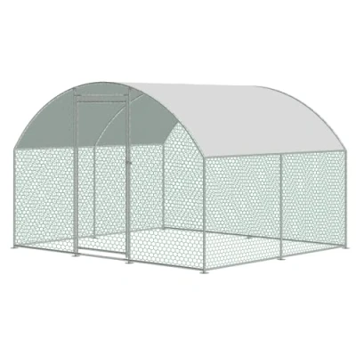 Image of KCT Large 2.5 x 3m Walk in Galvanised Chicken Run Hen Coop Poultry Outdoor Bird Cage Rabbit Dog Cat