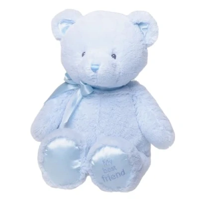 Image of CXKPVFN Blue Soft Plush Teddy Bear Yummy Lullaby Fluffy Baby Toy Lake Comforting with Bow for Kid 28cm