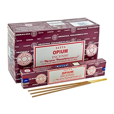 Image of Hari Deals Satya Incense Stick Fragrances Sandal Wood Lavender Champ Musk Positive Vibes Namaste Nag Champa Reiki Rose 6 Packs (Opium)