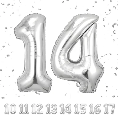Image of Number Balloons 14,Sliver 14 Balloon 40 Inch Giant Helium Foil for Boys Girls 14th Birthday Party Decor Anniversary Decorations Supplies