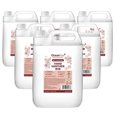 Image of 80% Alcohol Hand Sanitiser Liquid Rub 6x 5L Litre Kills 99% Bacteria, Germs Sanitizer (Pack of 6)