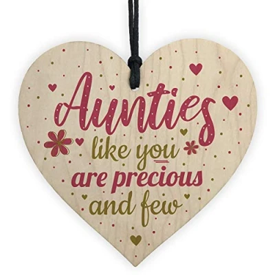 Image of RED OCEAN Handmade Auntie Aunt Gift Wooden Hanging Heart Plaque Birthday Christmas Thank You Friendship Sign