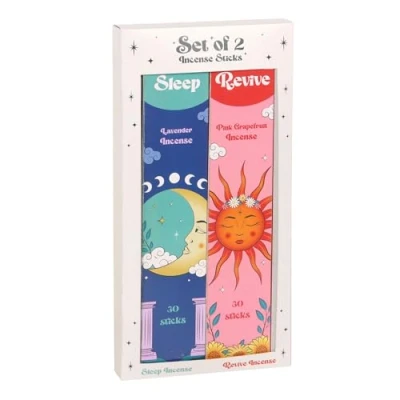 Image of Celestial Dreams Incense Sticks Set of 2: Lavender Sleep Aid &amp; Pink Grapefruit Revitalizing Scent Aromatherapy Home Decor, Trendy Sun and Moon Gifts from SomethingDifferent Wholesale