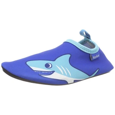 Image of Playshoes Barefoot Aqua Socks with UV Protection Shark Water Shoes, Blue (Blau 7), 9 UK Child