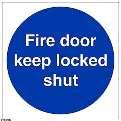 Image of V Safety Fire Door Keep Locked Shut Sign 200mm x Self Adhesive Vinyl