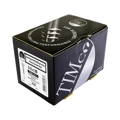 Image of TIMco H55W16B No.5 Hex Self Drilling Screw 5.5 x 55 and M16 Washer Silver (Box of 100)
