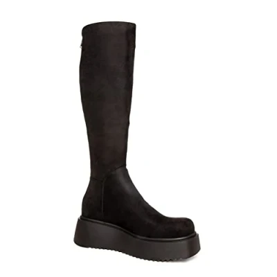 Image of LAMODA Women&#039;s Cruel Winter Chunky Knee High Boots, Black UK 7
