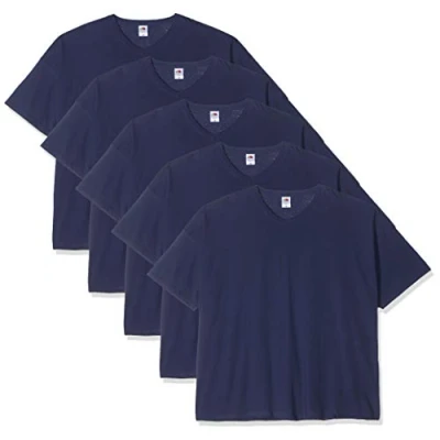 Image of Fruit of the Loom Men&#039;s Original V Neck Tee, 5 Pack T Shirt, Blue (Navy 32), Small (Size:S) (Pack 5)