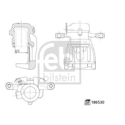 Image of LR001024, LR007203, LR027850 Brake caliper FEBI BILSTEIN 186530 Cast Iron Rear Axle Right LAND ROVER: Freelander 2 Off Road, Van