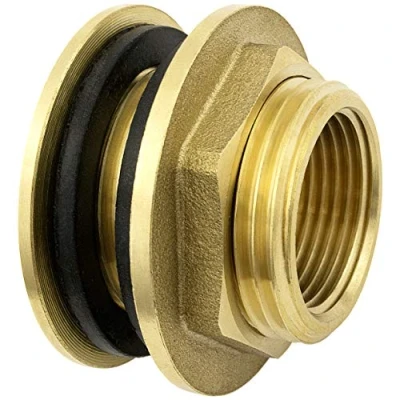 Image of SHYNE Premium 1/2 Inch Rain Barrel Tank Connector Made of Stainless Brass + 2X Rubber Seals for Water Butt, Tap, Fitting, Cistern Hose Adapter