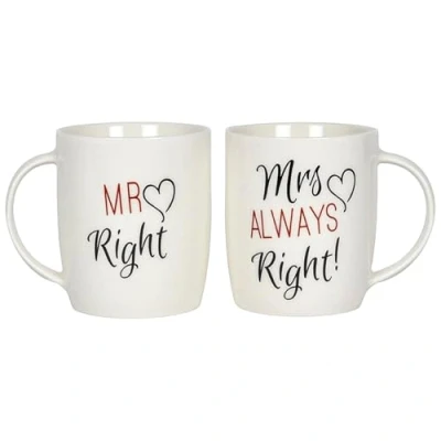 Image of Tech Island Coffee Mug, Mr &amp; Mrs Right Couples Mug Set of 2, Cups, for Husband Wife, Bride Groom, Wedding, Anniversary, Valentine’s Day