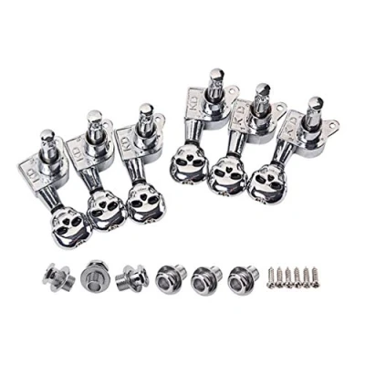 Image of 6R Guitar Tuning Pegs Tuners Machine Skull Head String for Electric Acoustic Bass Parts (Silver)