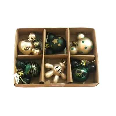 Image of Disney Mickey Mouse &amp; Minnie Green Pack Of 6 Baubles Christmas Decorations