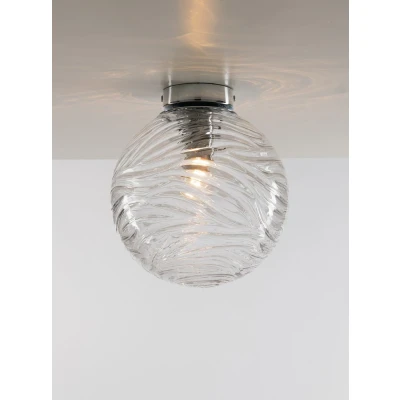Image of Nereide Globe Flush Ceiling Light, Clear, E27
