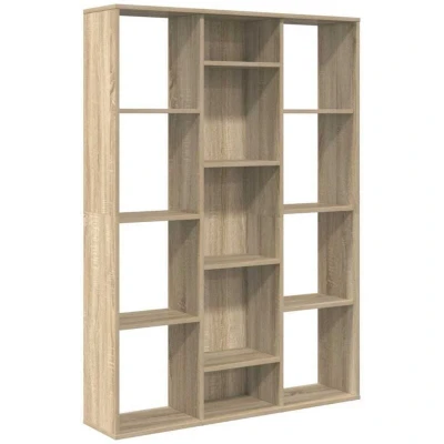 Image of vidaXL Room Divider/Book Cabinet Artisan Oak 100x24x140 cm Engineered Wood for Living Room/Bedroom/Office 13 Compartments, Modern Design