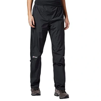 Image of Berghaus Women&#039;s Paclite Gore Tex Waterproof Overtrousers Lightweight Durable Eco Friendly, Black, 10 Regular (31 Inches)