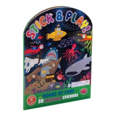 Image of Stick &amp; Play Deep Sea, Floss Rock, Educational Reusable Sticker Book, Fun Fold Out Scenes with Matching Stickers, Kids Activity Pack, Children 3+ Years