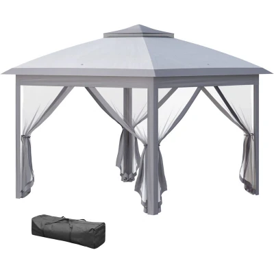 Image of Outsunny 11ft Pop Up Gazebo Foldable Canopy Tent w/Height Adjustable and Carrying Bag84C 300V01GY
