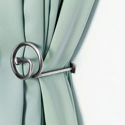 Image of CHIMEI Curtain Holdbacks Window Drape Holder Hook Tieback for Sheer and Blackout Panels Decorative Draperies Metal Set of 4 Silver