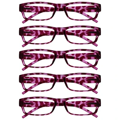 Image of OPULIZE The Reading Glasses Company Pink Tortoiseshell Value 5 Pack Lightweight Mens Womens RRRRR32 4 +1.00