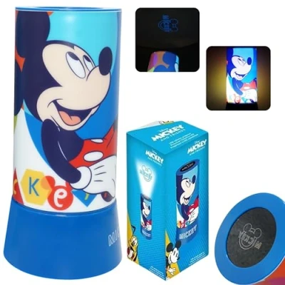 Image of SRV Hub Mickey Mouse LED Projector Night Light for Kids 19cm Battery Operated Cylinder Desk Lamp Table Bedroom Nursery Playroom Gift Boys Girls Baby Ages 3+