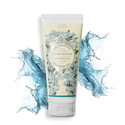 Image of Panier des Sens Sea Samphire Shower Gel Body Wash for Women &amp; Men With Shea Oil Moisturising 96% Natural Ingredients Made in France, SLS Free Vegan 200ml